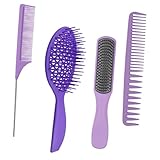 PartyKindom 4 Stück Massage kamm mit Flexiblen Elastischen Zähnen Ergonomischem Griff und Kugelspitzen für Sanfte Kopfhautmassage Geeignet für Nasses und Trockenes Haar Haarsalon und Alltag