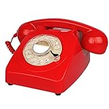 CAFIEDR Telefon Retro-Festnetztelefon, Festnetztelefon für das Home-Office, klassisches Telefon mit Wählscheibe, mit authentischem Klingelton und gewellter Schnur, Heimtelefon, T(F)