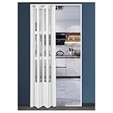 Falttür For Den Innenbereich, Sichtschutz, Akkordeontür, Falttür Aus Weißem Metall Mit Montagematerial, Schrank-Mehrfachfaltschiebetür For Badezimmer, Schlafzimmer Und Flur(69x80in(175.5x203cm))