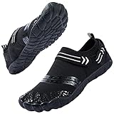 Josaywin Wasserschuhe Herren Schnell Trocknend Barfußschuhe Zehenschuhe rutschfeste Surfschuhe Schwimmschuhe, Schwarz,50