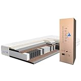 TULENA NOX Taschenfederkernmatratze 90x200 H4 + H5 25cm - Bezug waschbar- Memoryschaum und Latex - Probeschlafen