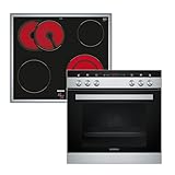 Siemens EQ110KA1Z iQ100 Herd-Glaskeramik-Kochfeld-Kombination (herdgesteuert), 59,4 cm breit, Induktions-Kochfeld rahmenlos - Made in Germany, Schnellaufheizung, 3D-Heißluft - Backen auf 3 Ebenen