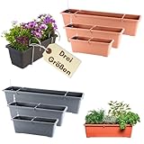 GarPet Blumenkasten Fensterbank Außen Blumenkasten Balkongeländer Balkonkasten mit Wasserspeicher Metall Halterung Pflanzkasten Outdoor 50 60 80 (Terrakotta, 60 cm)