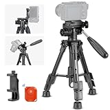NEEWER Basic Mini Tischstativ für iPhone & Kamera mit 3 Wege Schwenk Neigekopf, Griff & Fernbedienung, Tischstativ für Videotelefonie mit 1/4' Platte für DSLR Kamera, maximale Belastung 13lb, TP02