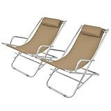 Xichuzi Liegestühle 2 STK. Stahl Taupe, Gartenliege, Sonnenliege, Relaxliege, Deckchair, Terrassenstühle, Beach Chair, Saunaliege