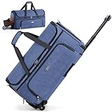 Lekespring Kleidersack mit Rollen, Convertible Weekender-Beutel, Große Handgepäck-Kleidungsbeutel für den Reisen, Garment Duffle Bag (Blau)
