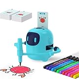 SHENSE Zeichenroboter für Kinder Drawing Robot mit 100 Karten Roboter Kinder Spielzeug Sprachinteraktiver Zeichenprojektor Wiederaufladbar Lernspielzeug für ab 4 5 6 7 8 9 10+Jahren (Blau)