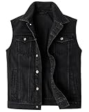 Harbrosrce Classics Herren Weste Denim Vest Ärmellose Jeansweste Cowboy Jacke Motorradweste Bikerweste für Männer Casual Freizeitweste