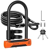 Sportneer Fahrradschloss Bügelschloss Ebike Hohe Sicherheit mit Schlüssel 18 mm Durchmesser Anti-Diebstahl-Fahradschloß mit 12mm x1.8m Sicherheit Stahlkabel&Montagehalterung ART 4 Stars Zertifizierung