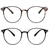 KEYRI 2 Pack Blaulichtfilter Brille Runder Rahmen Blue Light Glasses zur Reduzierung von Kopfschmerzen und zur Verbesserung des Schlafs Blaulichtbrille für Frauen und Männer (Schwarz und Schildpatt)