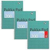 Pukka Pad, A4+ Metallic Jotta notizbuch 3er Pack – 22,5 x 29,6cm - Spiral Notizbuch mit 8mm Liniert und 80GSM Papier - mit 4-Loch-Stanzrändern und perforierten Kanten - 200 Seiten, Grün