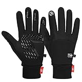 Cevapro Fahrradhandschuhe Warme Winterhandschuhe Wasserdichte Touchscreenhandschuhe Winddichte Laufhandschuhe Rutschfeste, Schwarz, L