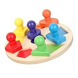 Abaodam 1 Set Geometrisches Formen Matching Aus Für Bunte Runde Platten Für Kognitive Entwicklung Und Lernspielzeug Für Vorschulkinder