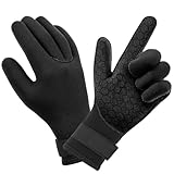 AUAUY Neopren Tauchhandschuhe, 3mm Warm und Flexibel, Schwimmhandschuhe Mit Anti-Rutsch Partikeln, Erwachsene Fünf-Finger für Open Water Swimming Surfing Tauchen (A-S)
