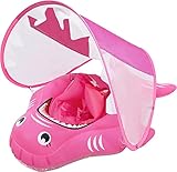 Baby Schwimmsitz mit abnehmbarem Sonnendach Aufblasbare Kinderschwimmhilfe Tragbar Shwimmreifen Baby mit Schwimmboje Baby Schwimmtrainer Schwimmhilfe Spielzeug Baby-Schwimminsel für Kinder