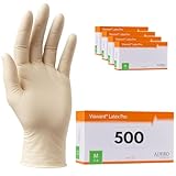 Latexhandschuhe 500 Stück | M | Puderfreie Latex Handschuhe Weiß | Texturiert, reißfest & elastisch | Untersuchungshandschuhe Einweg für Pflege & Kosmetik | Gr. XS, S, M, L, XL