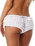 LSFYSZD Damen Mesh Rüschen Spitze Freche Boyshorts Panty Booty Shorts Burlesque Retro Unterwäsche Tanzbloomers Slip Shorts, weiß, 42