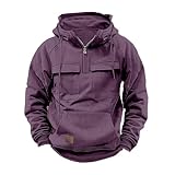 Hemdjacken für Herren UK: Reversjacke für Herren, einfarbig, Softshell-Jacke, leichte Knopfleiste, Kapuzenjacke, entspannte Passform und verstellbarer Kordelzug, Sport-Trainingsanzug für verschiedene