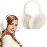 FSMILING Ohrenwärmer Damen Weiß Ohrenschützer Damen Verstellbar Plüsch Ohrenwärmer Weiß Fell Winter Ohrenschützer Für Damen Frauen