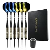 KUAIYIJU 6-teiliges Metall-Dart-Set, professionelle Dartpfeile, Standard, 23 g, mit Aluminium-Schäften, Messing-Barrels, Stahlspitze und PET-Flight