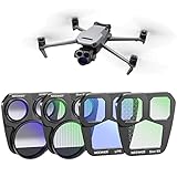 NEEWER Effekt Filter Set kompatibel mit DJI Mavic 3 Pro/Pro Cine, 4er Pack Ansteck HD Soft GND1.2 Verlaufs ND Filter/Lichtverschmutzung Reduzierung/8x Stern/Blaustreifen Anamorphotische Filter
