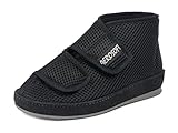 Aerosoft Stiefel mit Klettverschluss, Gesundheitsschuh für Damen und Herren, ideal als Reha-Schuh, Verbandsschuh, Hausschuh, druckentlastend (Schwarz, numeric_45)