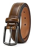 CHAOREN Ledergürtel Herren, Gürtel Herren Leder 32mm für Business und Formeller Anzug, Anzuggürtel Herren Perfekter zu Männer Businessschuhe, Cognac Braun, Taillenumfang 95cm, 7 ovale Löcher