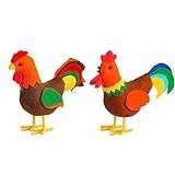 YUPEIUKLI Packung mit 2 niedlichen Cartoon-Hahn-Puppen für die Erntedankfest-Dekoration, perfekt für die Thanksgiving-Party