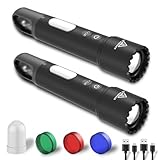 GOLDELIG LED-Taschenlampe, hohe Lumen, wiederaufladbar, mit COB-rotem Licht, mehrfarbige Blitzlichter für Kinder, Camping, Outdoor-Arbeit, Jagd, Geschenke für Weihnachten, Geburtstag, Männer und