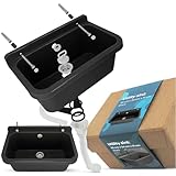 Waschbecken Spülbecken Ausgussbecken Waschtrog Becken 55x34x21cm Schwarz Gewerbe Waschraum Garten Garage Keller Werkstatt Waschküche Waschtisch Außenwaschbecken Gartenwaschbecken