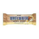Weider - Whey Wafer - Knuspriger Proteinriegel mit 30% Eiweiß und Schokoladenüberzug - Wenig Zucker, Protein Snack - Box mit 12x35g - Vanille Joghurt