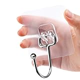 16 Stück Transparente Haken Selbstklebende,44 lb/ 20 kg(Max) Klebehaken Wasserfeste Mehrzweckhaken,Selbstklebend Haken Transparent,Abnehmbar,Küchenhaken für Küche Bad Wand & Decke Aufhänger.