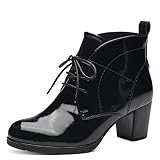 MARCO TOZZI Damen Stiefeletten mit Absatz zum Schnüren Elegant, Schwarz (Black Patent), 38 EU