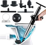 YedZen Toiletten WC Pömpel, Rohrreiniger Druckluft 4 in1 Toilet Plunger Hochdruck Entfernen mit Luftdruckanzeige, Toilettenkolben Verstopfung Abflussreiniger Pumpe für Toilette/Waschbecken/Bodenablauf