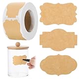 Nogeqi 500 Stück Marmeladen Etiketten Selbstklebend 2 Rolle, Krafts Aufkleber zum Beschriften, Klebeetiketten Marmeladengläser Geschenkaufkleber Flaschenetiketten für Basteln Flasche Weihn