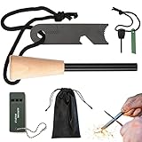 Feuerstahl Stahl Set,2 Stück Feuerstarter ,Feuerstein Survival ,Extrem Starker Funkenflug,Zündstahl für Outdoor,Camping und Dschungelabenteuer