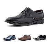 Hitmars Anzugschuhe Herren Lederschuhe Faux Business Oxford Derby Schuhe Hochzeits Klassischer Schnürschuh Männer HW2-Schwarz EU41