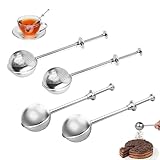 4 Stück Teezange für Losen Tee, 304 Edelstahl Teezange Teeei, Teebeutel für Losen Tee, Teaballs mit Teleskopgriff Teefilter, Teesieb Teebeutel, für Kakaopulver, Gewürze, Rose