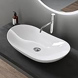 doporro Waschbecken Aufsatzwaschbecken BxTxH 63x36x14cm Weiß Glänzend Waschschale aus Keramik Brüssel858