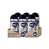 NIVEA MEN Black & White Invisible Original Roll-on 6 x 50 ml Deodorant Men 72h Deo Roll-on Anti-Transpirant gegen Gerüche, Schweiß, Rückstände, Irritationen und Flecken auf hellen und dunklen Stoffen