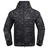 Kelmon Men's Softshell Jacket Warm Fleece Waterproof Military Jacket Tactical Jacket Warm Outdoor Jacket Windproof Functional Jacket with Multi-Zip Pockets