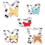 5 Stück Schmetterling AusstecherSet, Schmetterlings Ausstecher Form, Ausstechformen Backen Edelstahl Ausstechformen Set für Kekse dekorieren Backen Küche, Handgemachte Snacks Osterkeks