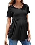 Brynmama Damen Umstandsmode Tops Kurzarm Schwangerschaft T-Shirt Babydoll Umstandsshirt Sommer Casual Umstandstops
