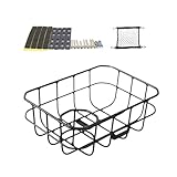 predolo Fahrradgepäckträger mit Rahmenkorb, Trägersystem für Motorräder, Schwarzes Eisenblech