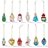 THE TWIDDLERS 12 Vintage Weihnachtskugeln aus Glas, 6cm - Hängender Christbaumschmuck, Tannenbäume Deko