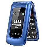 uleway GSM Seniorenhandy Klapphandy ohne Vertrag, vodafone, Großtasten Mobiltelefon Einfach und Tasten Notruffunktion,2.4 +1.7 Zoll Dual Display Handy für Senioren (Blau)