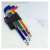 GBSONGLIANGBO Sechskantschlüssel-Set, Sechskantschlüssel, 1,5 mm - 10 mm, farbcodiert, Kugelkopf, Innensechskantschlüssel, L-Schraubenschlüssel-Set, Drehmoment, lang, metrisch, mit Hülse