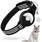Wasserdicht AirTag Katzenhalsband, GMOW Integriertes Air Tag Katzenhalsband, Reflektierendes GPS Halsband Katze mit AirTag Halter und Glocke Kompatibel für den Apple AirTag für Mädchen Jungen Katzen