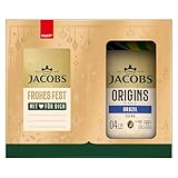 Jacobs Kaffeebohnen Origins Brazil & Crema Geschenkeset, lieblich-nussiger Geschmack aus Brasilien & fein nussige Crema Aroma-Bohnen, Intensität 4/10 & Intensität 5/10, Kaffee ganze Bohnen, 2 x 200g