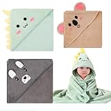 Auroriel 3 Stück Baby Kapuzenhandtücher 80 x 80 cm, Weiche Handtücher für Kleinkinder und Neugeborene, Badetuch Baby in Cyan, Dunkelgrau und Kaffee